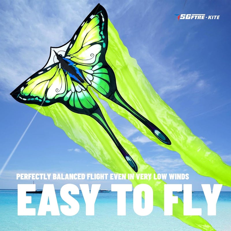 SGftre Tulle Butterfly Green Kite，Easy to Fly Kites for Kids & Adults, Perfect for Outdoor Activities & Holidays，Ideal Butterfly Kites for Kids and Adults with Kite Thread Included (Green) - Image 4
